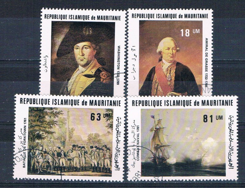 Mauritania 487-90 Used set Paintings American Revolution 1981 (M0336)