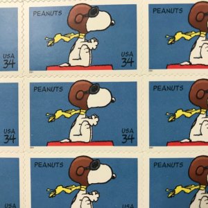 3507   Snoopy-Peanuts “Red Baron”    34¢ MNH sheet of 20    Issued in 2001 
