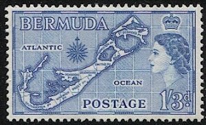 BERMUDA 1957, 1sh 3d QE,  Sc 157 Mint LH VF, Map - Sandys