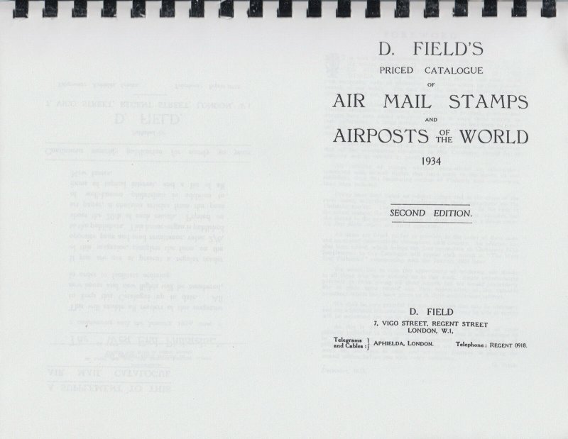 David Field's Catalog of Air Mail Stamps & Air Posts of the World, 2nd ed., New