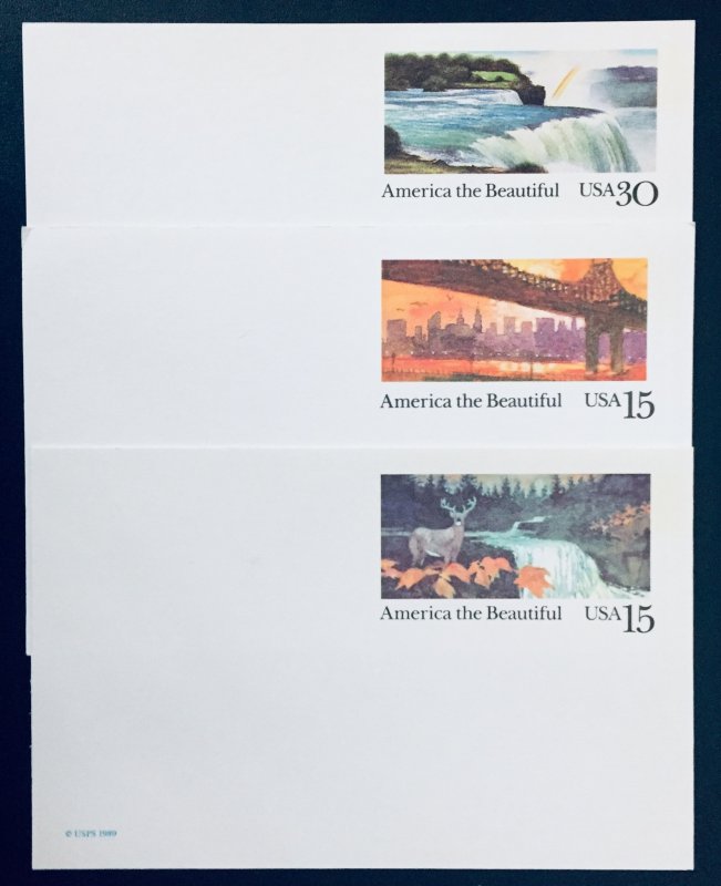 United States #UX120//UX158 America the Beautiful Postcards. 7 Postcards. Mint