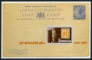 Jamaica 458a sheet, MNH. Michel Bl.15. Sir Rowland Hill, 1979. Stamp on Stamp.