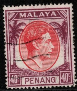 MALAYA PENANG SG18 1949 40c RED & PURPLE USED