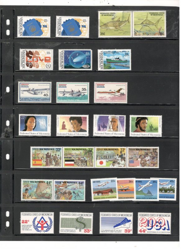 MICRONESIA COLLECTION ON STOCK SHEET, ALL MINT, MOSTLY MNH