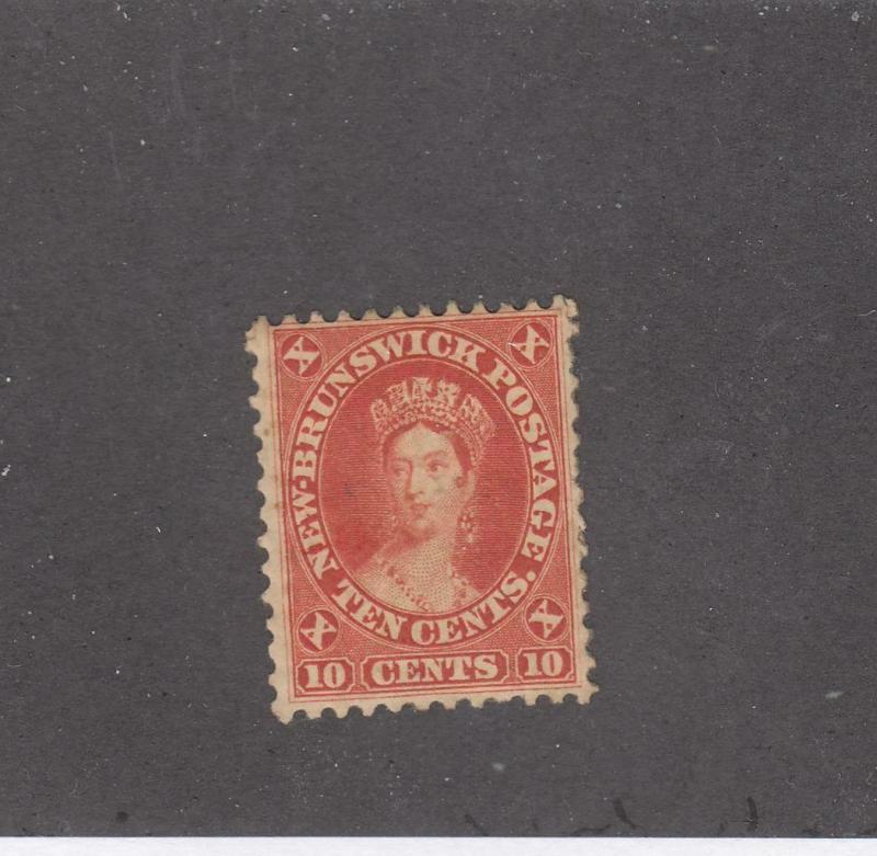 NEW BRUNSWICK  # 9 VF-MH 10cts QUEEN VICTORIA/FRONT FACE/VERMILION CAT VALUE $75