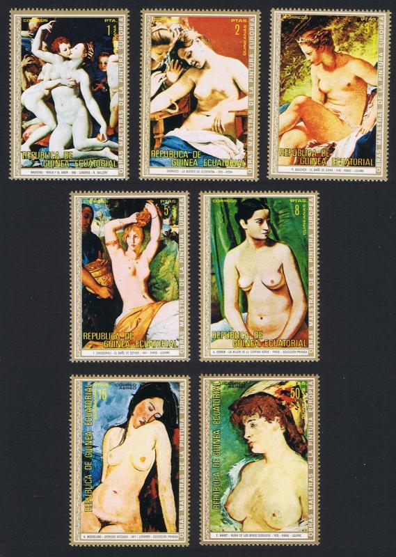 Eq. Guinea Nude Women Paintings Famous Manet Boucher Modigliani 7v SC#7374-82