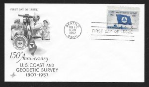 UNITED STATES FDC 3¢ US Coast & Geodetic Survey 1957 ArtCraft