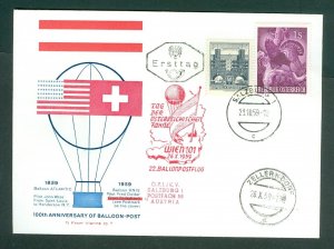 Austria. 1959. FD Cover. Balloon Post 100 Year. Austria Spc. Cancel. Sc.# 619-40