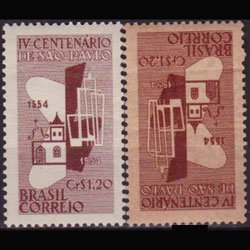 BRAZIL 1954 - Scott# 771-1a Sao Paulo City Set of 2 LH