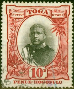 Tonga 1897 10d Black & Lake SG49c Small 2nd O Fine Used