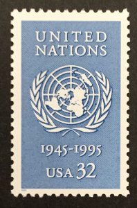 U.S. 1995 #2974, U.N. 50 Years, MNH.