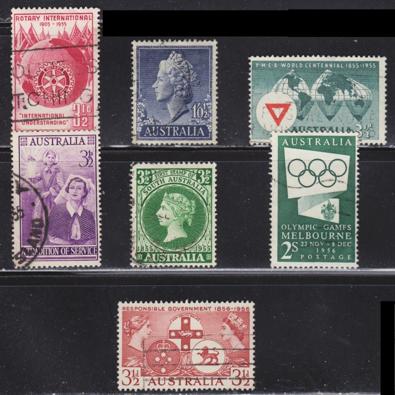 Australia Scott 278, 279, 283, 284-87 F to VF used.