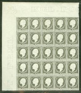 ICELAND #89 (111) 6aur Sigurdsson, Quarter sheet of 25, og, NH, VF, Facit $1,125