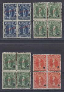 BOLIVIA 1883-94 REVENUES DOCUMENTARIES Akr. 6S, 20S & 22S FOUR BLOCKSx4 SPECIMEN