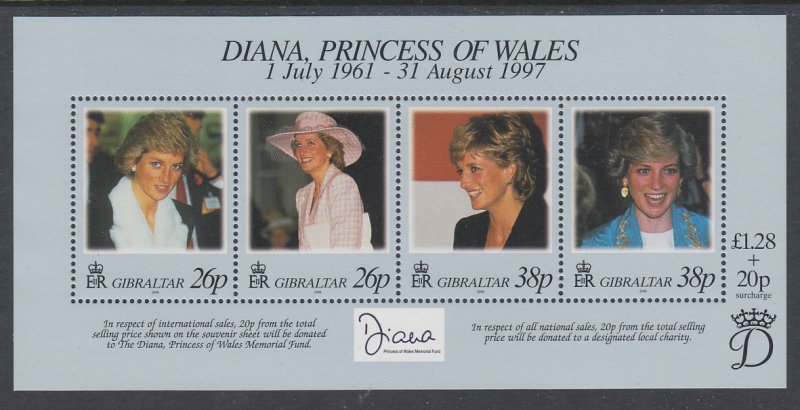 Gibraltar 754 Princess Diana Souvenir Sheet MNH VF