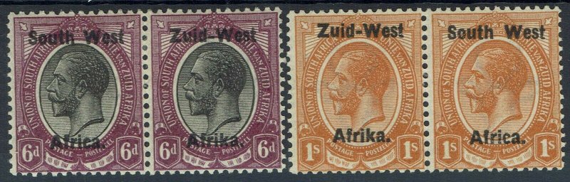 SOUTH WEST AFRICA 1923 KGV 6D AND 1/- PAIRS SETTING I 