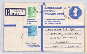 GB QEII Postal Stationery Registered 23p Kingston Swanage Cover 1974 YB124