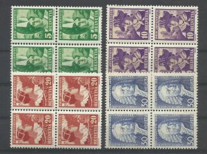 SWITZERLAND 1934 PRO JUVENTUTE Y/TELLIER: 278-281 IN BLOCK OF 4 MNH