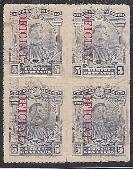 MEXICO Official 5c Sc0138 fine used block of 4..............................F805