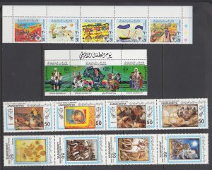 Libya Sc 1108/1275c MNH. 1983-85 issues, 6 cplt sets, fresh, bright, VF