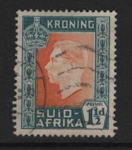 South Africa #76a  used 1937  coronation  .  1 1/2d .  single .  English