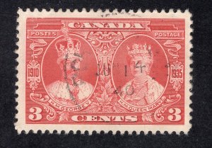 Canada 1935 3c carmine George V and Mary, Scott 213 used, value = 25c