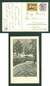 Denmark. Christmas Card 1924 Nature. With Seal. + 15 Ore King.Cancel: 24 Dec.