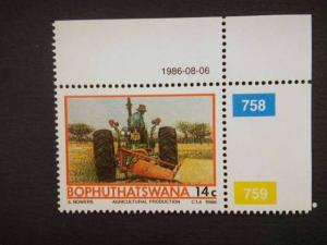 BOPHUTHATSWANA, 1986 MNH, 14c Temisano Development Project. Farmer using Trac...