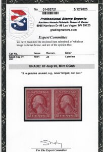 459 Pair Superb -  XF OG with PSE cert 95 never hinged nice color ! see pic !