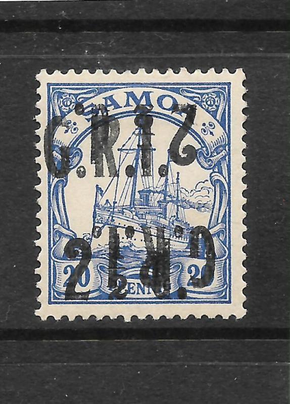 SAMOA  GRI 1914  2 1/2d on 20pf  YACHT INVERTED DOUBLE OVPT  MLH  SG 104ce