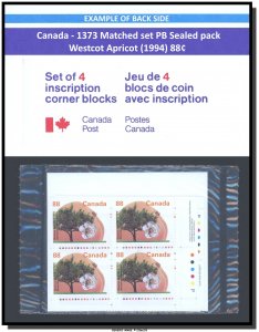 Canada - 1373 Matched set PB Sealed pack - Westcot Apricot (1994) 88¢