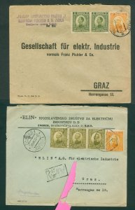 Slovenia. 1942. 2 Commercial Covers. Zagreb. Kings. Multi Franking. Adr. Graz.