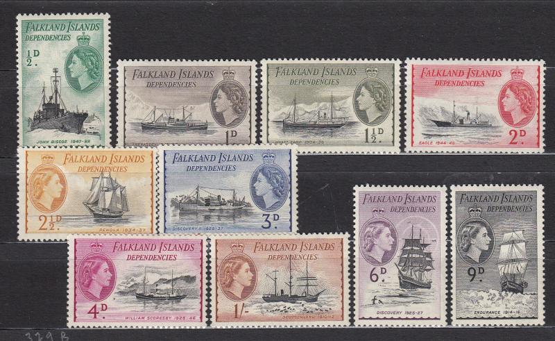 Falkland Islands Dependencies-1954 QEII set to 1sh Sc# 1L19/1L28 - MH (2411)