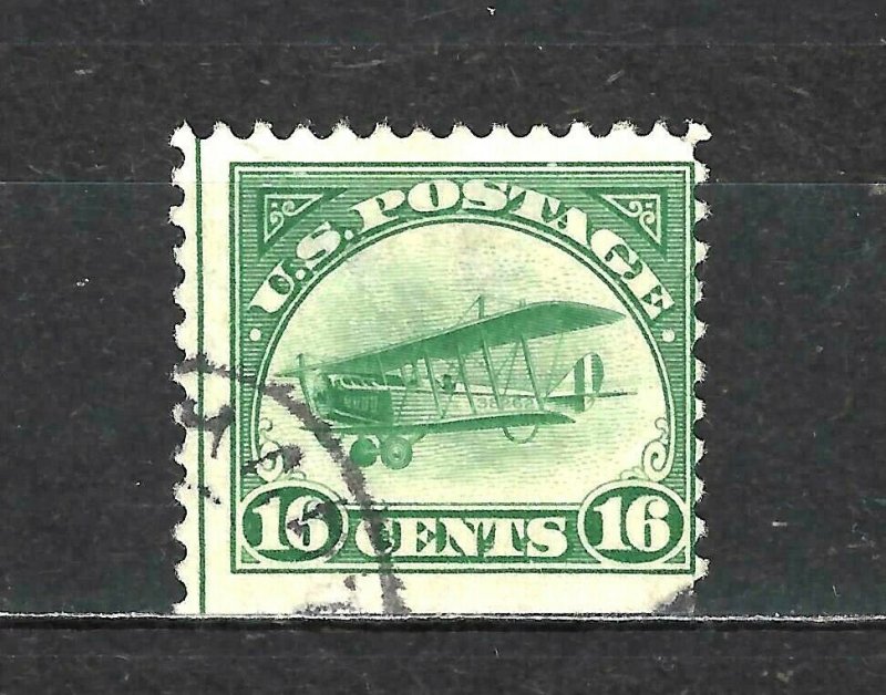 #C2 US AIRMAIL-16 CENT GREEN CURTISS JENNY-USED-N/G-FINE-VF