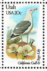 1996A Utah Birds and Flowers MNH single bullseye perf 11.25 x 11