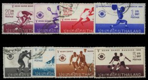 Thailand #442-449, 1966 5th Asian Games, complete set, used