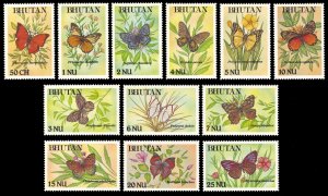 Bhutan 1990 BUTTERFLIES Scott #822-833 Mint Never Hinged