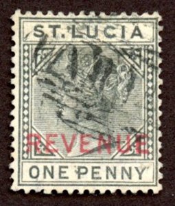 St. Lucia 1884 Revenue Stamp (Duty) - 1 Penny, Used.