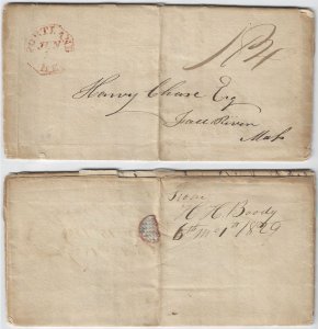 1820 Stampless Portland, Maine to Massachusetts -  H1065