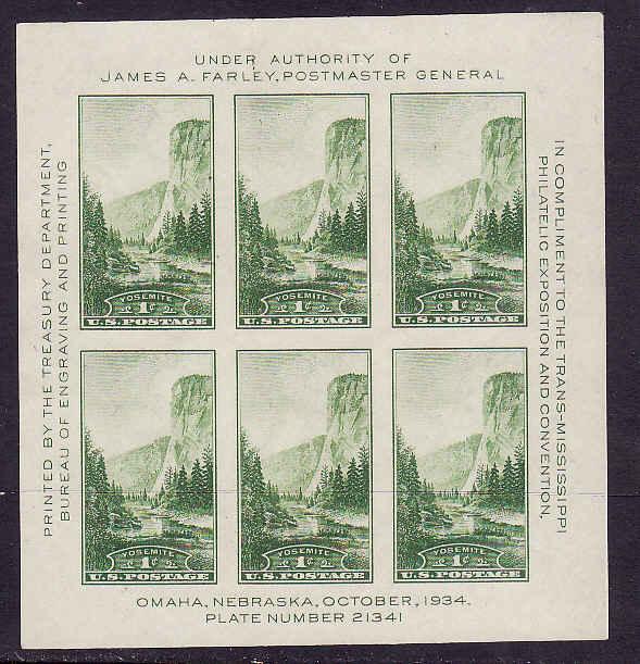 USA-Sc# 751-unused no gum sheet-El Capitan, Yosemite-1934-