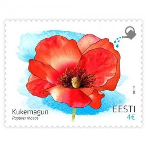 Estonia 2021 Common poppy Flower Stamp with seeds MNH