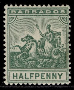 BARBADOS EDVII SG136, ½d green, M MINT. Cat £29.