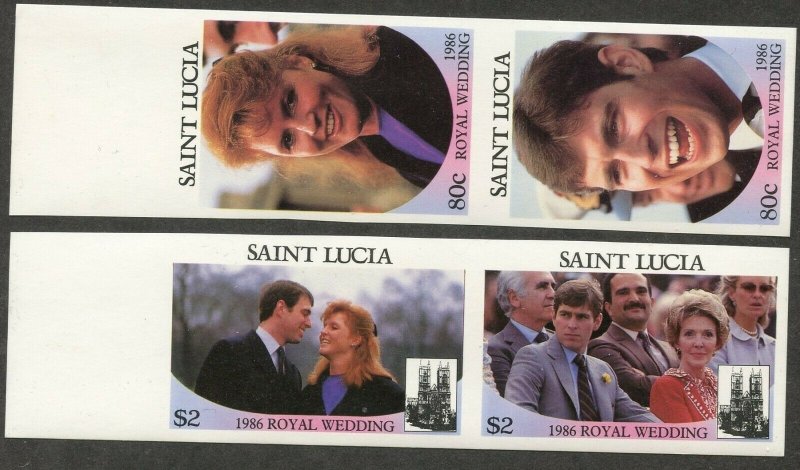 ST. LUCIA Sc#839-840 IMPERFORATE 1986 Royal Wedding Complete Set OG Mint NH