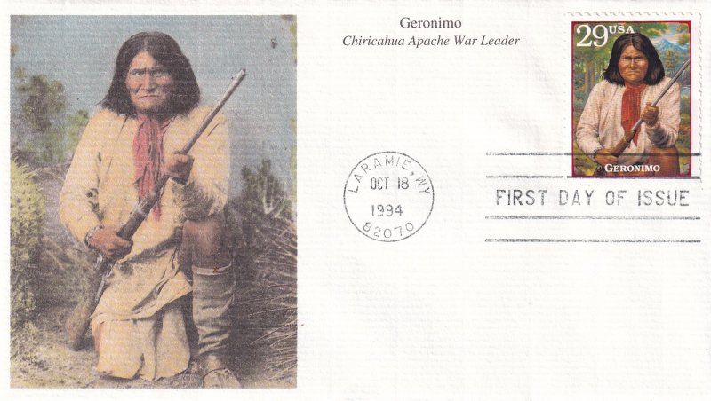 1994, Honoring Geronimo,  Mystic, FDC (E14916)