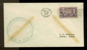 776 TEXAS FDC UNOFFICIAL CITY VICTORIA, TX PLANTY #P97 1st J.B. PETERSON CACHET