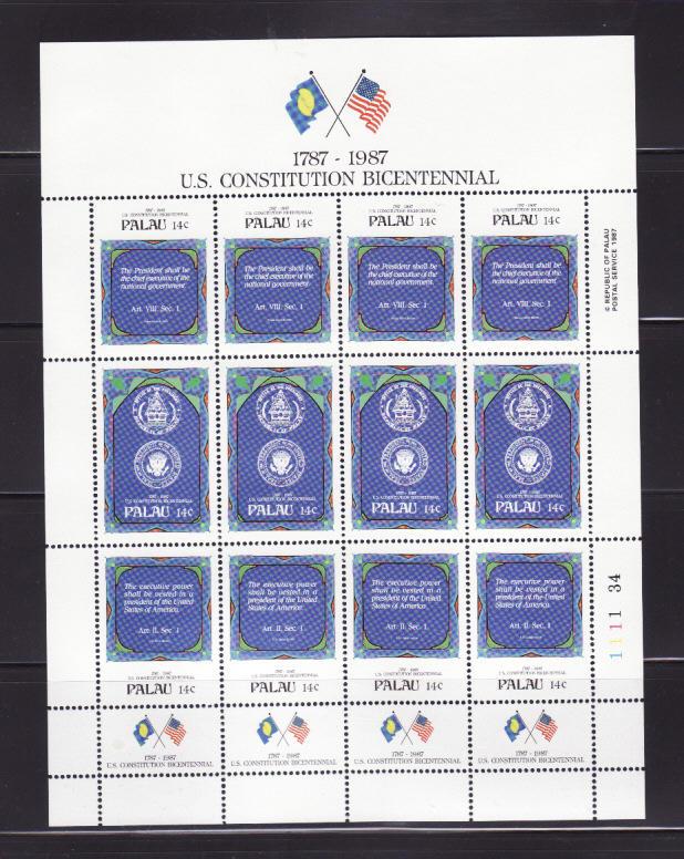 Palau 157a, 160a, 163a Sheets of 4 Set MNH, 3 Scans (B)