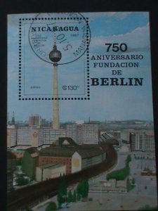 ​NICARAGUA-1987 750TH ANNIV: FOUNDATION OF BERLIN-CTO- S/S VF-LAST ONE