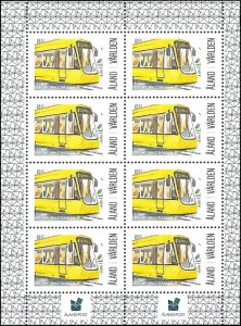 Aland 2019 Exhibition Sheet of 8 MNH Transportation Train / Tram