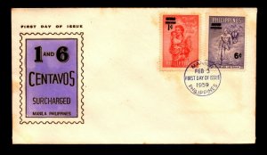 Philippines 1959 Surcharged FDC / Thermo Paint / Light Toning - L9288