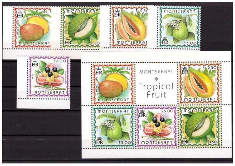 Montserrat 1999 Fruit Scott 984-88+988a  MNH set and s/s